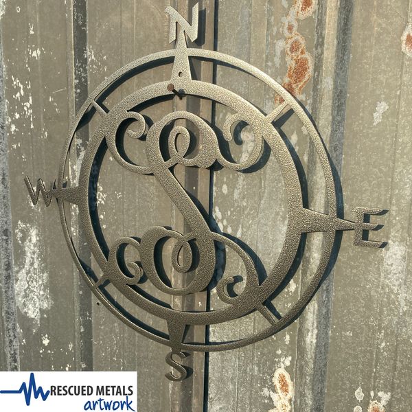 Compass Rose Monogram Metal Wall Art Signs & Gifts