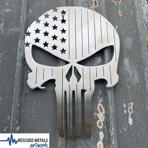 Punisher Skull Flag Metal Wall Art Sign & Gift Decor
