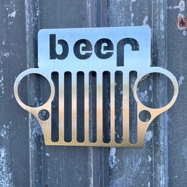 Beer Jeep Off Road 4x4 Grill Metal Wall Art Sign & Gift Decor