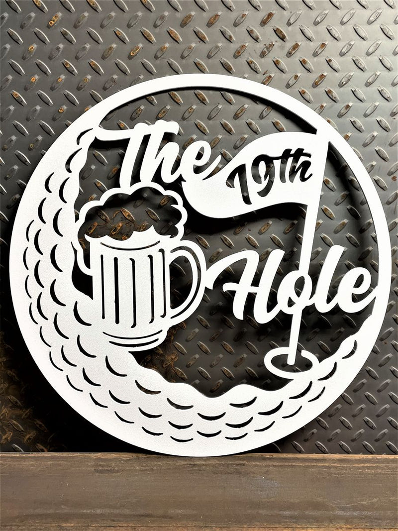Golf 19th Hole Bar Sign Metal Wall Art & Gift Decor