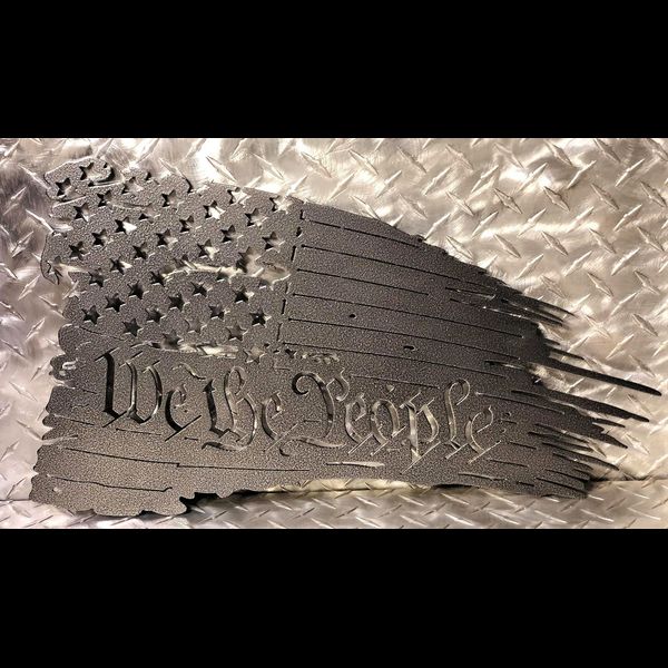 Flag Tattered "We The People" Metal Wall Art Sign & Gift Decor